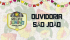 Banner horizontal. À esquerda, arte do São João 2025 - Recife Junino, Nossa Raiz.   À direita, em preto, "Ouvidoria - São João. Ao fundo, estampa de chita.